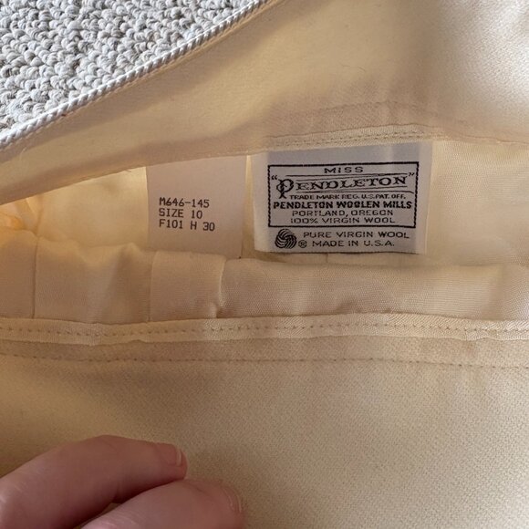Miss Pendleton 100% Virgin Wool Suit Vintage Academia Skirt Blazer Set 10 Ivory - Picture 12 of 16